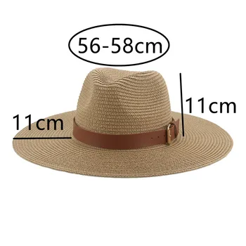 vasaros skrybėlės vyrai moterys kietas diržo juostos didelis kraštų 11cm šiaudines skrybėles atsitiktinis lauko paplūdimio apsauga nuo saulės sun skrybėlės sombreros de mujer