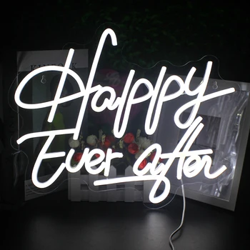 Vestuvių Led Neonas Pasirašyti Laimingas Kada Po Neoninės Šviesos Pasiūlymą Estetinės Miegamojo Sienos Pakabinti USB Neoninės Šviesos, Pritaikoma Spalva