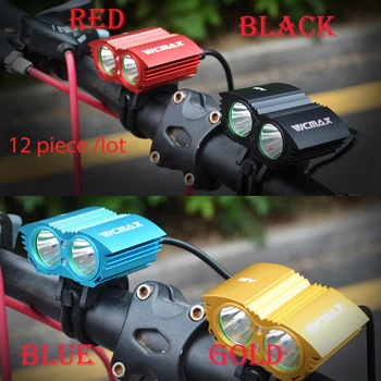 Walkefire 12piece/daug dviračių šviesos 2x XML U2 LED Dviračių Nuoma, Dviračių Šviesos Galvos priekiniai Žibintai +18650 baterija+kroviklis