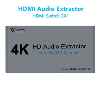 Wiistar HDMI Audio Extractor Splitter HDMI Jungiklis 2 in 1 out 4K30Hz HDMI į HDMI Optinis SPDIF 3.5 mm HDMI Garso Sppliter Jungiklis