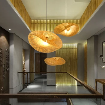 Šiaurės Mediena, LED Lempos Kūrybos Bambuko Sieniniai šviestuvai Apšvietimas Svetainės Viešbutis Kabo Lempa Restoranas Hall Vilos Palėpėje Lempos